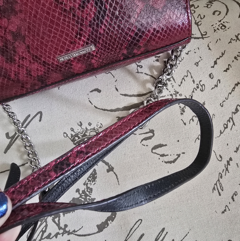 Rebecca Minkoff Red/ Blk Python Crossbody Dome Pu… - image 2